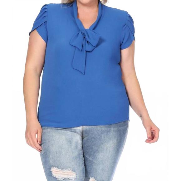 NEW MOA COLLECTION casual blouse - plus in royal blue - Picture 1 of 3